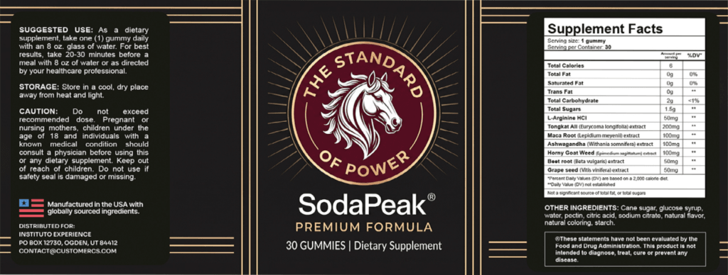 SodaPeak ingredients and supplement facts label